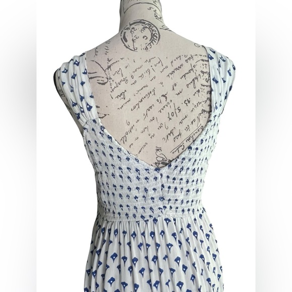 Angie, Elegant Blue and White Maxi Dress, size large - Picture 6 of 8